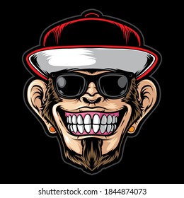 Funky Ape Wearing Sunglasses Vector