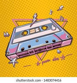 Funky audio cassette, colorful decorative design