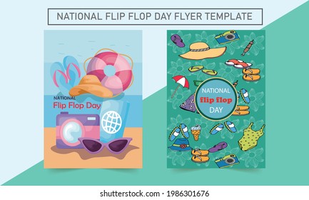 Funky Australia Day flyer in vector design. Flip Flop Day Flyer Template. flyer, poster, brochure, banner template.