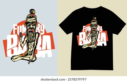 Funky Baba t-shirt design. Modern t-shirt design.