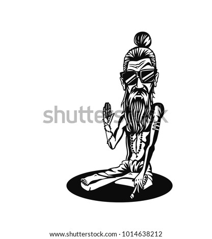Funky baba - Yogi Holding a Joint or Cigarette, vector illustration