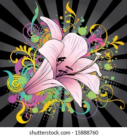 Funky background with lily 1