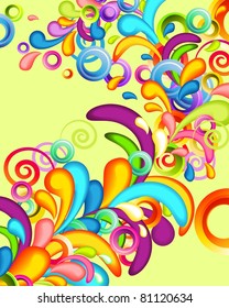 Funky background with rainbow splashes