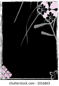 funky black flowers and leaves vector