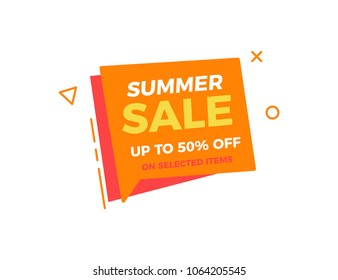 Funky Box Bubble Geometric Shape With Summer Sale Text. Vector Illustration Design For Business, Sales And Commerce. Vivid Orange And Red Colors