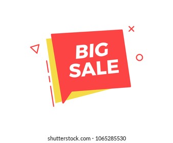 Funky box speech balloon geometric shape with Big Sale text. Vector illustration design for business, sales and commerce. Vivid red and yellow colors	
