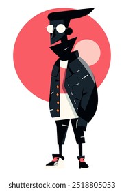 Funky Boy Art. Flat Vector Illustration