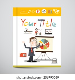 Funky Brochure - Business Book Vector Cover Design  with Graphs and Social Media Icons
