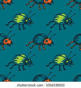 Funky bug seamless pattern. Original design for print or digital media.