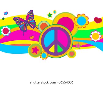 Funky Butterfly Peace Banner