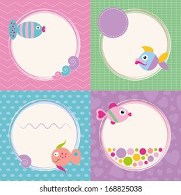 funky cartoon fish greeting cards collection