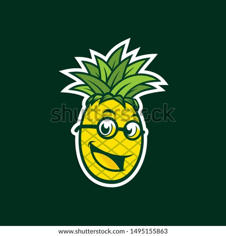 funky cartoon pineapples wearing glases with big smile