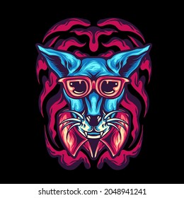 Funky Cat Cartoon Mascot Illustration for your business or merchandise