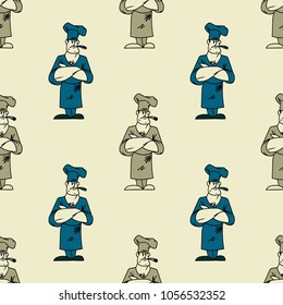 Funky chef seamless pattern. Original design for print or digital media.