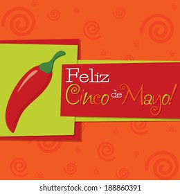 Funky chilli 'Feliz Cinco de Mayo' (Happy 5th of May) card in vector format.