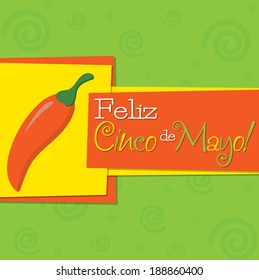 Funky chilli 'Feliz Cinco de Mayo' (Happy 5th of May) card in vector format.