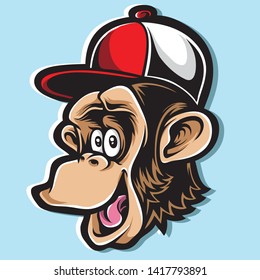 funky chimp cartoon vector logo