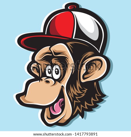 funky chimp cartoon vector logo