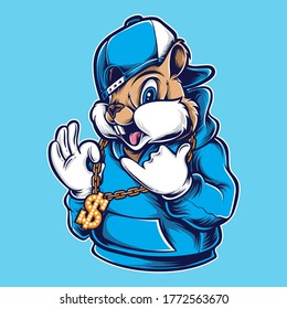 funky chipmunk with necklace vector