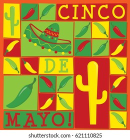 Funky Cinco de Mayo card in vector format.