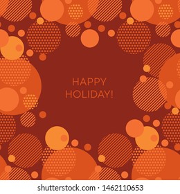 Funky circles frame pattern for card, header, invitation, poster, social media, post publication. Decorative orange and brown vector element.
