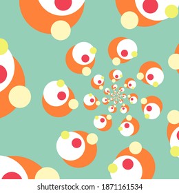 Funky circles geometric background retro vector art.