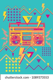 Funky colorful 80s music design