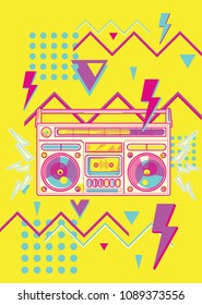 Funky colorful 80s music design