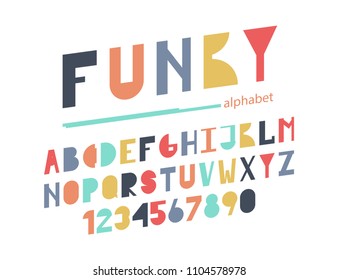 Funky colorful alphabet. Child alphabet for your design.