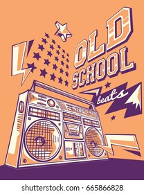 Funky colorful drawn boom box