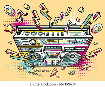 Funky colorful drawn boom box