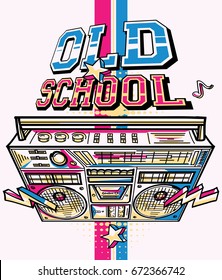 Funky colorful drawn boom box