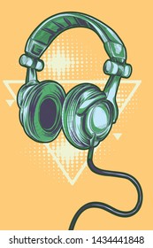 Funky colorful drawn musical headphones