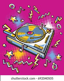 Funky colorful drawn turntable