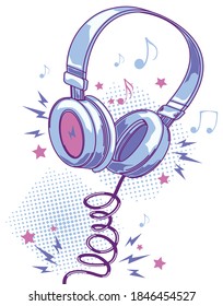 Funky colorful headphones - music design