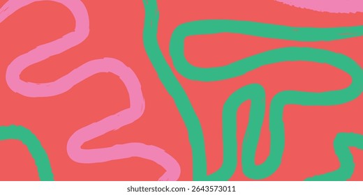 Funky colorful line pattern in vibrant tones, abstract seamless vector illustration for bold branding