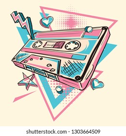 Funky colorful music design - musical audio cassette 