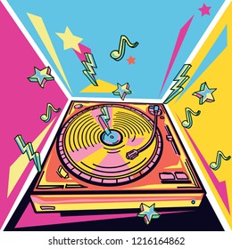 Funky colorful music design - turntable