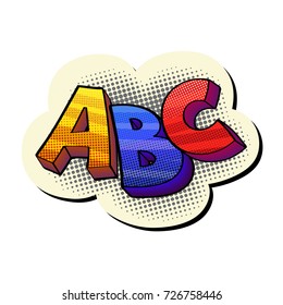 funky colorful pop art style sign ABC isolated on white