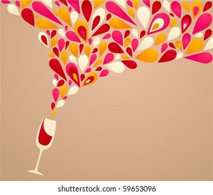 Funky colorful retro wine background