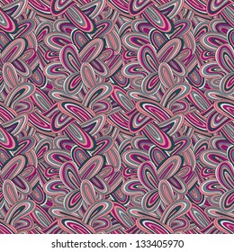 Funky colorful seamless pattern, hand drawn vector background.
