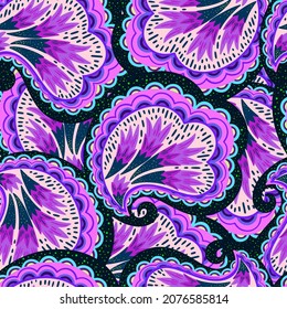 Funky colorful seamless psychedelic pattern for design and decoration.