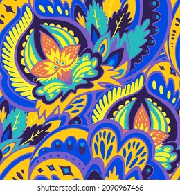 Funky colorful seamless psychedelic pattern for design and decoration.