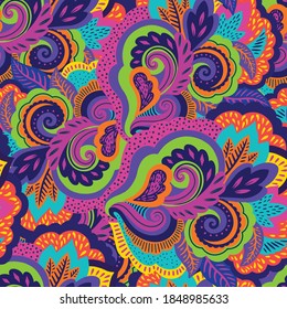 Funky colorful seamless psychedelic texture for decoration and design.