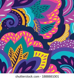 Funky colorful seamless psychedelic texture for decoration and design.