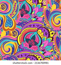 Funky colorful seamless psychedelic texture for decoration and design.