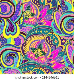 Funky colorful seamless psychedelic texture for decoration and design.