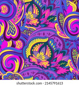 Funky colorful seamless psychedelic texture for decoration and design.