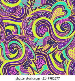 Funky colorful seamless psychedelic texture for decoration and design.