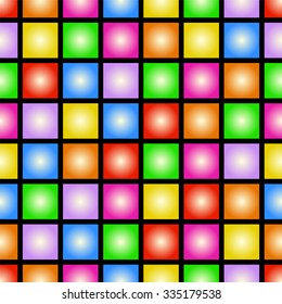 Funky colorful tileable 80s style vector wallpaper that repeats left, right, up and down